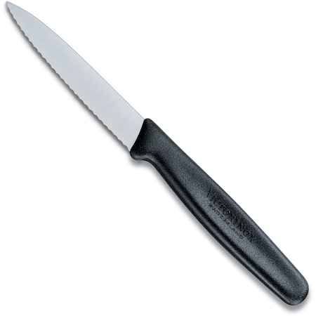 Swiss Army Brands Victorinox 40602 Kitchen Black Paring - Small Handle, Spear Point, 30.25In Blade, Serrated Edge VIC-5.0633
